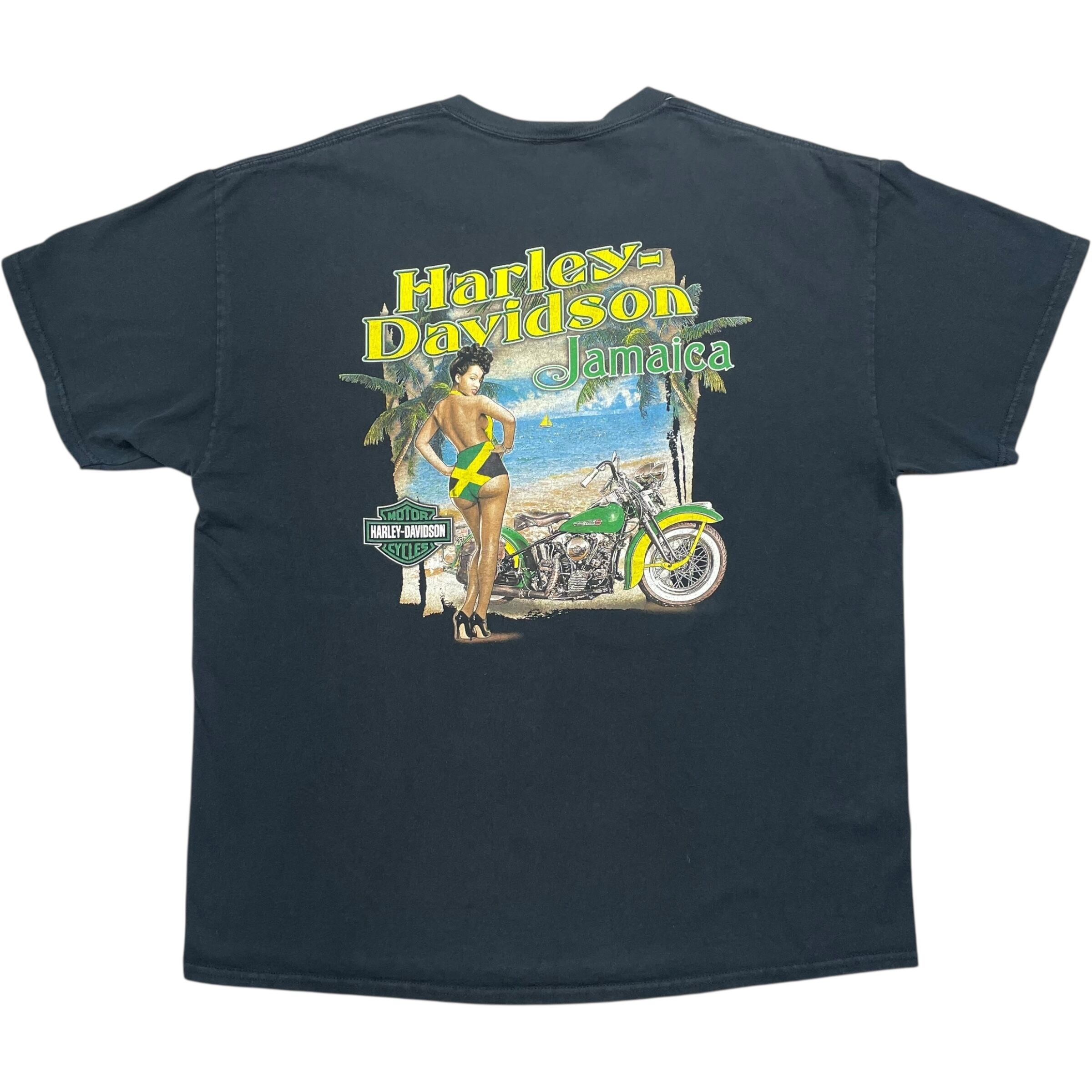 《XL》Harley-Davidson ハーレーダビッドソン Tシャツ 両面プリント ジャマイカ ブラック no.7574