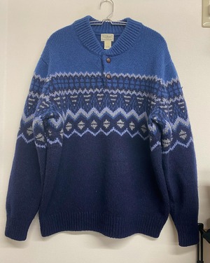 00sL.L.BEAN Henry Neck Nordic Knit Sweater/L