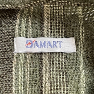 【DAMART】ストライプシャツ 長袖シャツ アースカラー グリーン系 マルチストライプ ウール コットン ブレンド素材 XL ビッグシルエット US古着