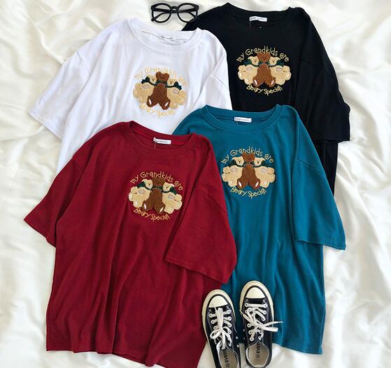 Tシャツ レディース 半袖 くま 韓国 安い かわいい カジュアル 夏 Tb 6 毒いちご 韓国ファッション