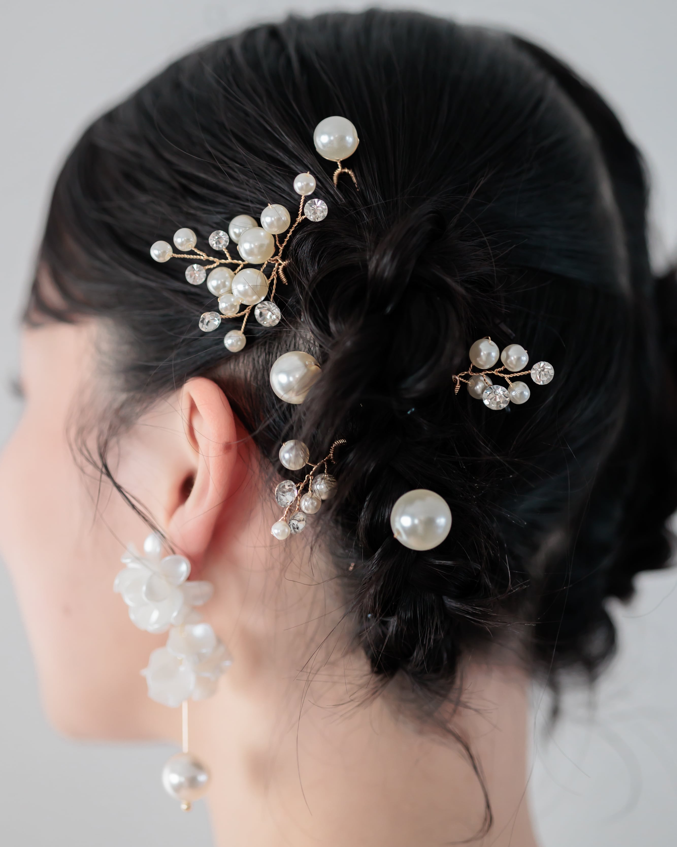 パール&ビジュー ヘアピン 6本セットゴールド【AH2605-05G】