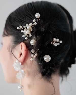 パール&ビジュー ヘアピン 6本セットゴールド【AH2605-05G】