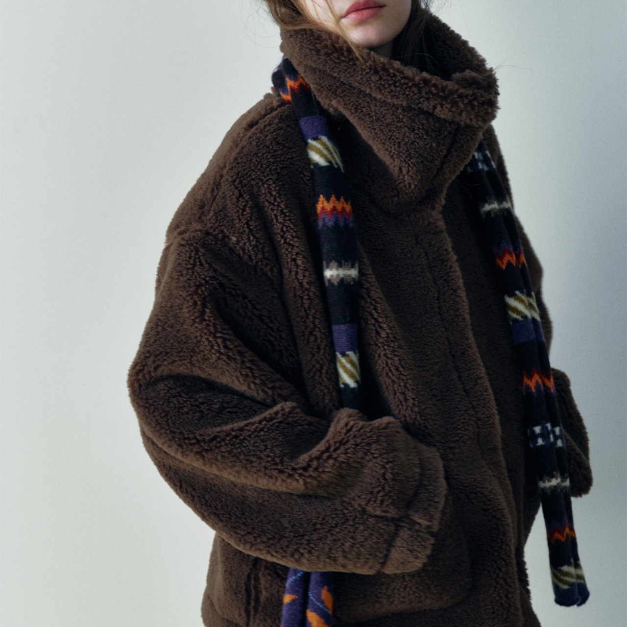 High Neck Boa Jacket T4110