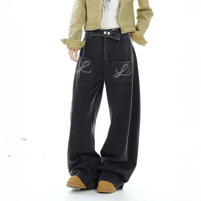 ウエストベルトスクリプトロゴワイドパンツ 2col   R02848