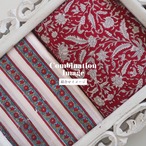 ブロックプリント生地【50cm単位】インド綿  花柄 赤×白 #59534-RD1