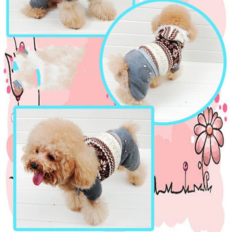 犬服 オールインワン ノルディック 柄 前開き スナップボタン ふかふか