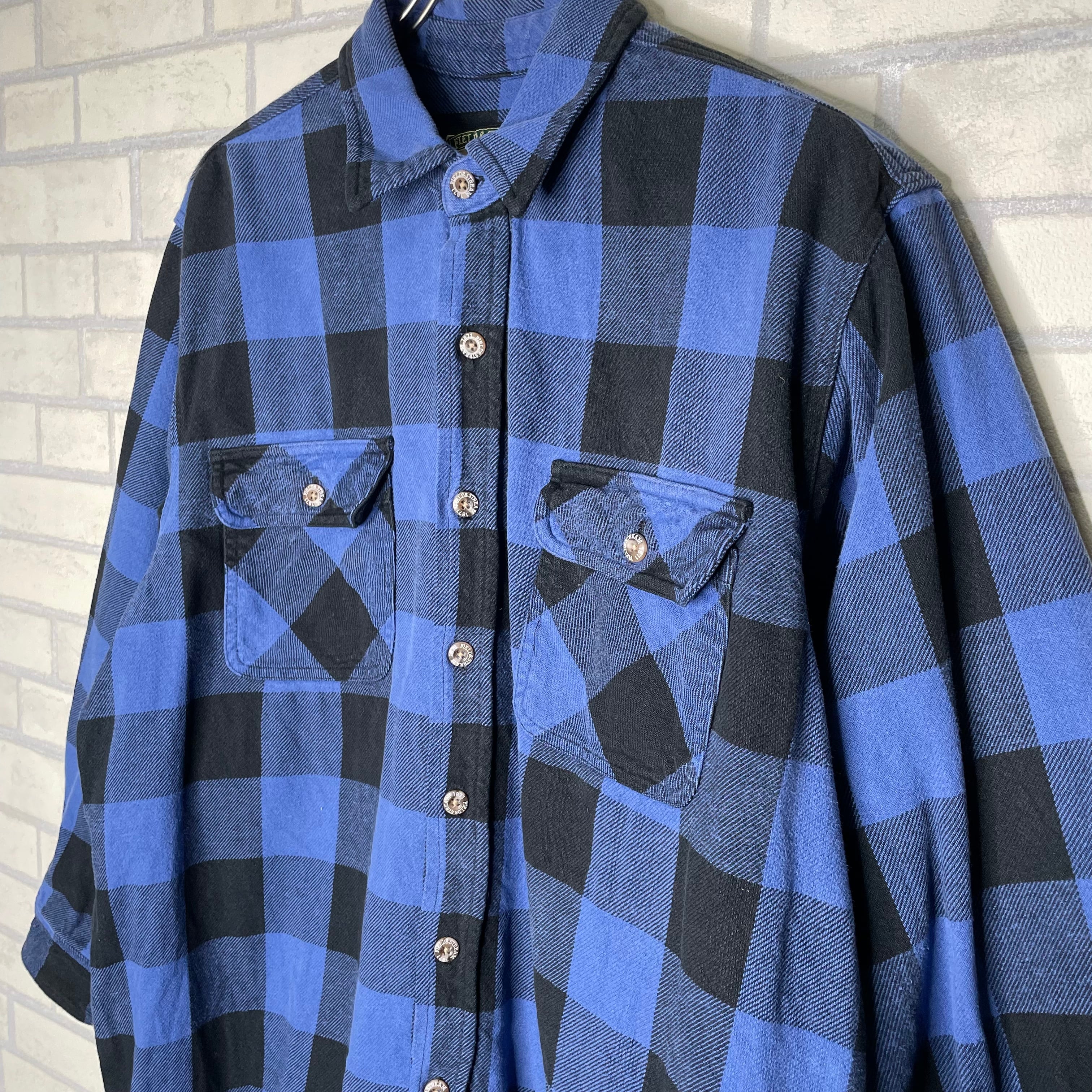 FIELD&STREAM ヘビーネルシャツ L チェック柄 ブルー×ブラック 100 