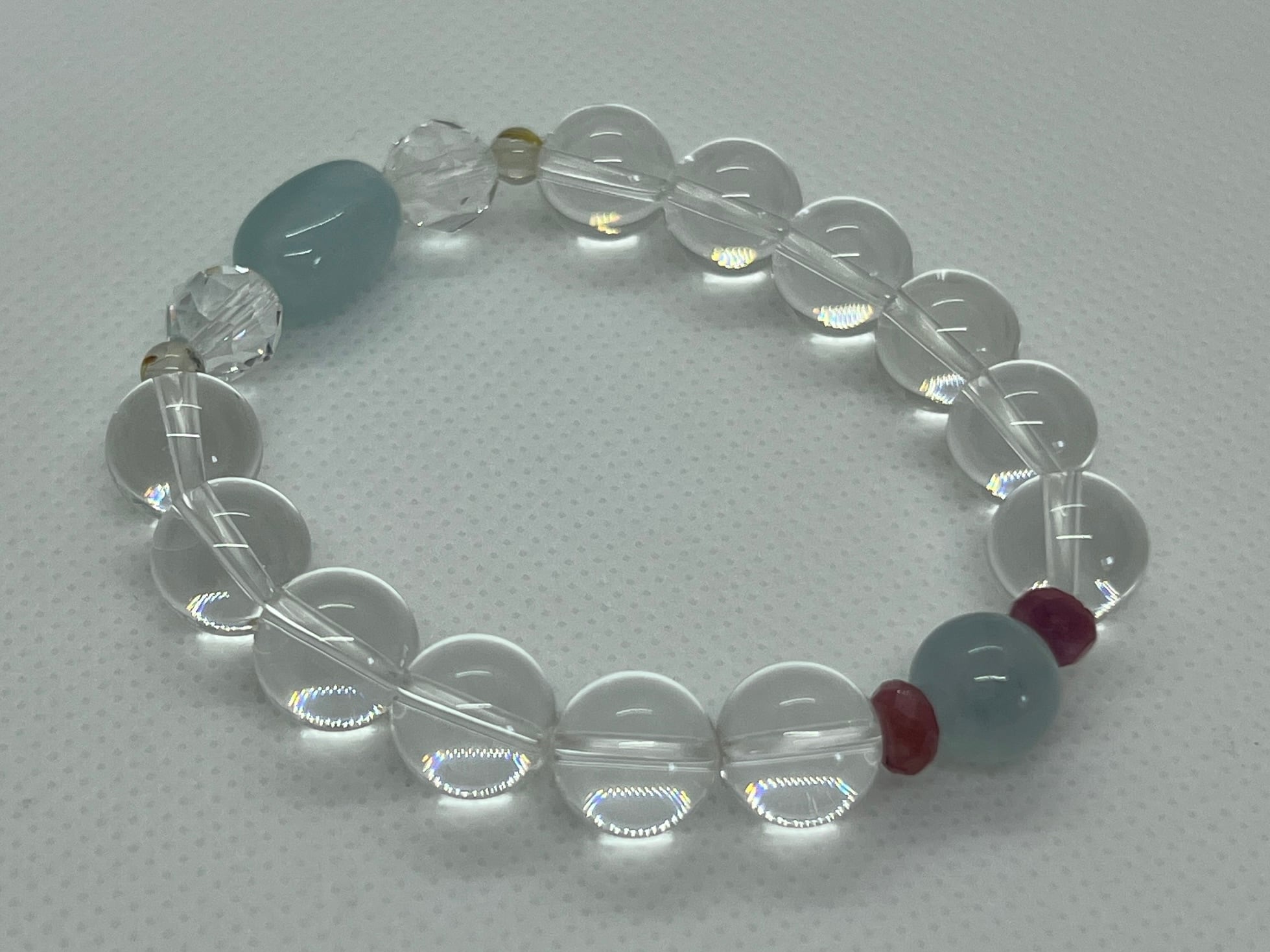 もぐみ様ご専用バイカラーフローライトリボン  ルビー  クンツァイトブレスレット 蛍石（種類（宝石）シトリン）の通販