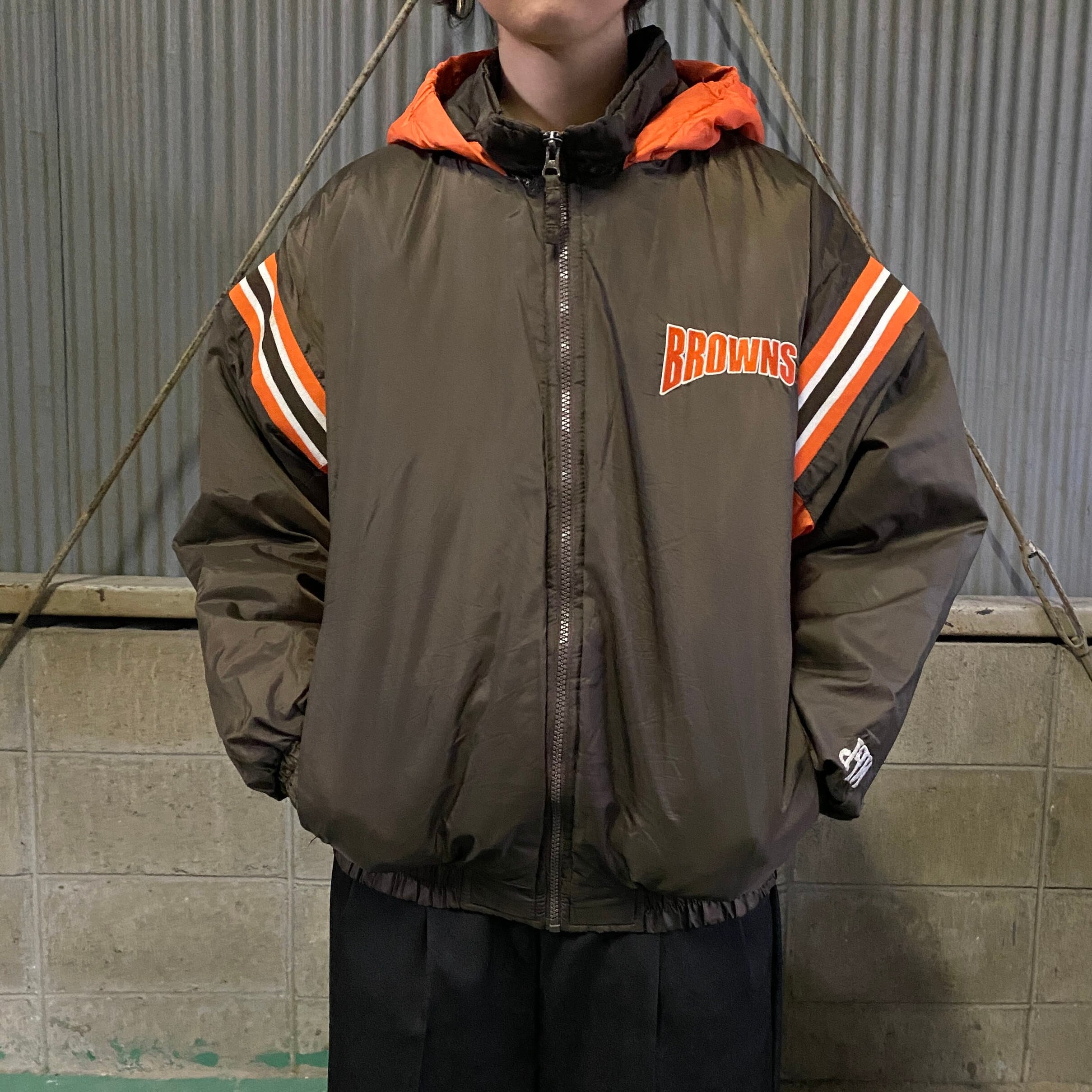 NFL 90s ハーフジップ フリース ブラウン オレンジ BROWNS（古着/USED  