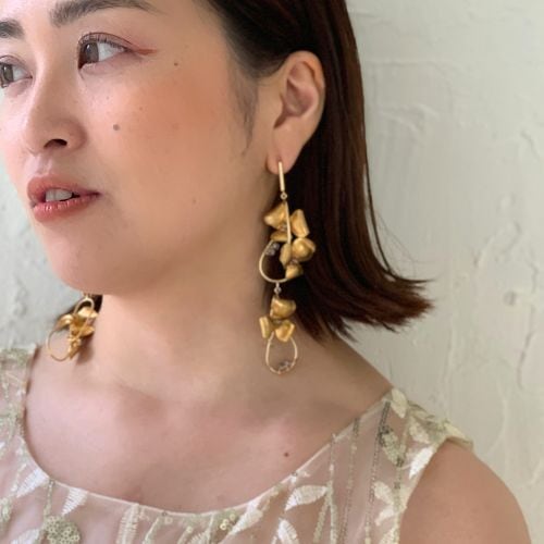 ハンドメイドピアス3379 NO.441 ハンドメイド ピアス イヤリング 大ぶり お花 桜 ロング