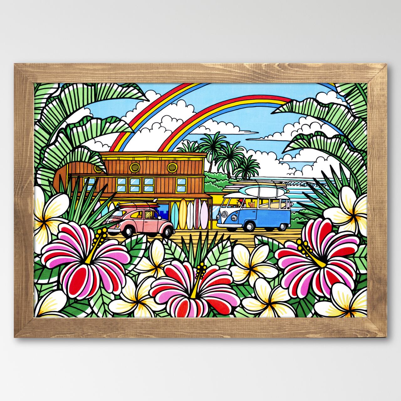 色絵 蒲公英文様 原画】Wood Panel B2 Size（Haleiwa Road）with Frame | TAMO ART GALLERY