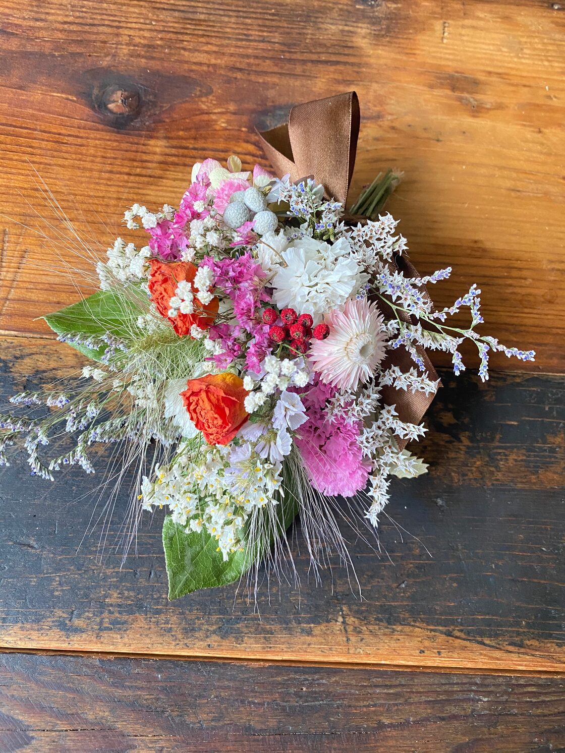 ドライフラワー アプリコットカラー 薔薇 White＆pink スワッグブーケ  