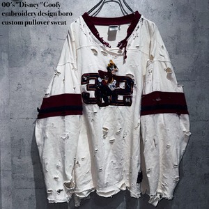 00's"Disney"Goofy embroidery design boro  custom pullover sweat