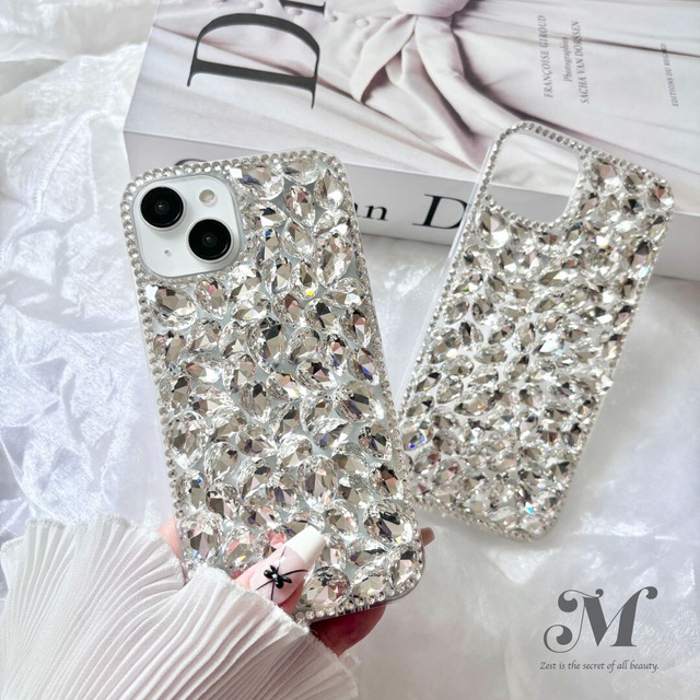 シルバークリスタルストーンiPhoneケース