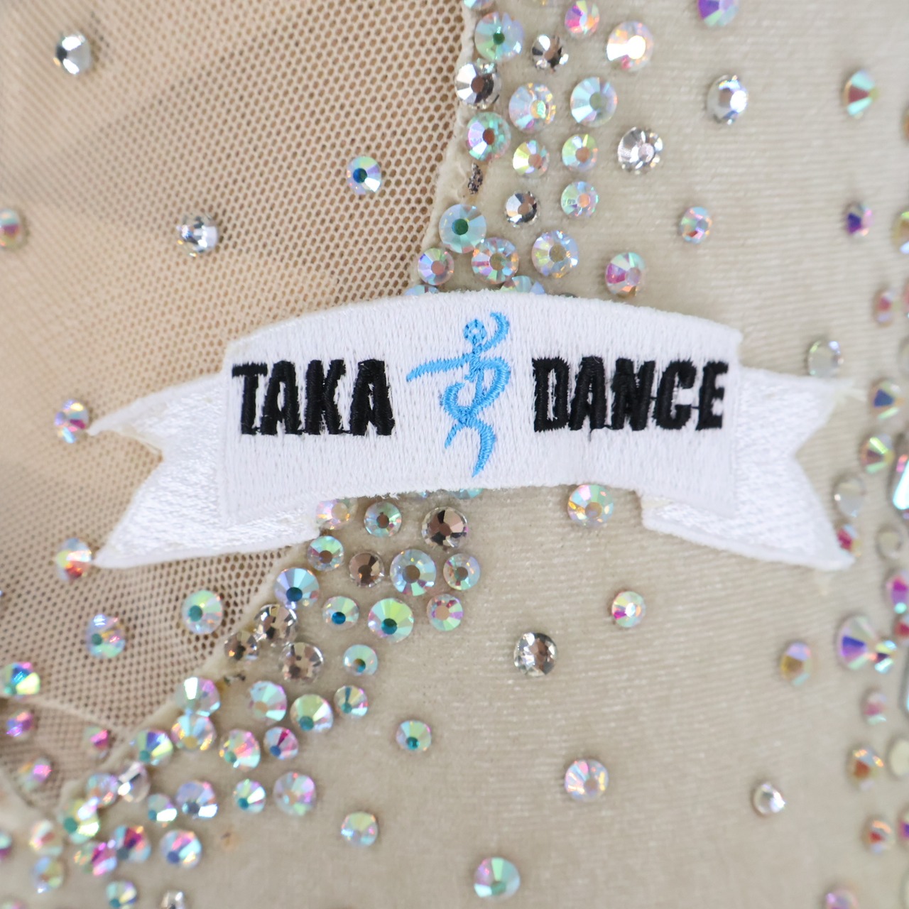 【美品 社交ダンス衣装】アイボリー TAKADANCE タカダンス ワンピース ドレス イエロー フロート 白 クリーム ベロア レース レモンカラー 黄色 高級感 上品 デモ 競技用 発表会 パーティ レディース レオタード クロッチ ダンス用