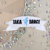 【美品 社交ダンス衣装】アイボリー TAKADANCE タカダンス ワンピース ドレス イエロー フロート 白 クリーム ベロア レース レモンカラー 黄色 高級感 上品 デモ 競技用 発表会 パーティ レディース レオタード クロッチ ダンス用