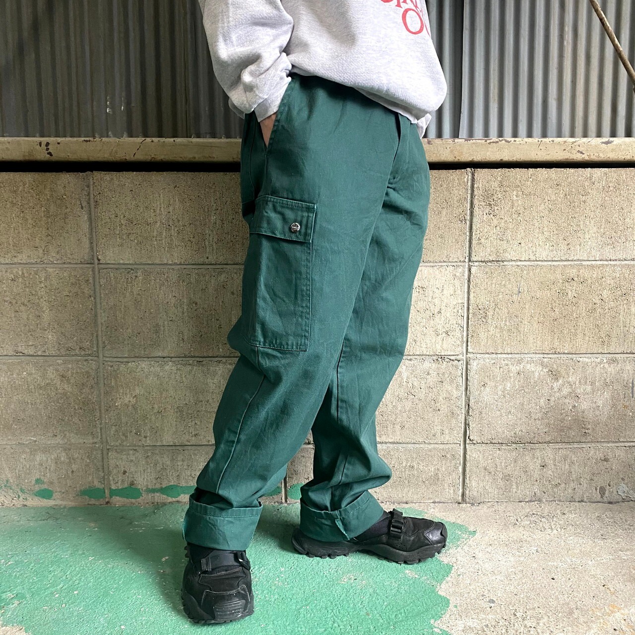 DMD コットンツイル ユーロワークパンツ カーゴパンツ グリーン 緑色 