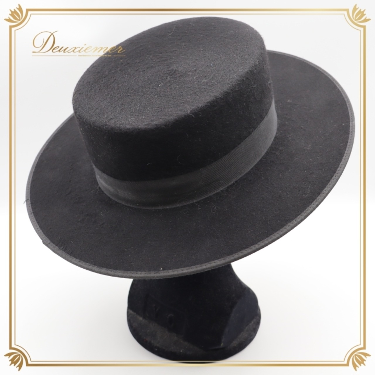 フラメンコ 衣装 コルドベス ハット ブラック系 フェルナンデス FERNANDEZ ROCHE スペイン製 黒 帽子 ぼうし つば リボン つば付き シンプル 無地 練習 レッスン 小物 イベント ステージ オールブラック