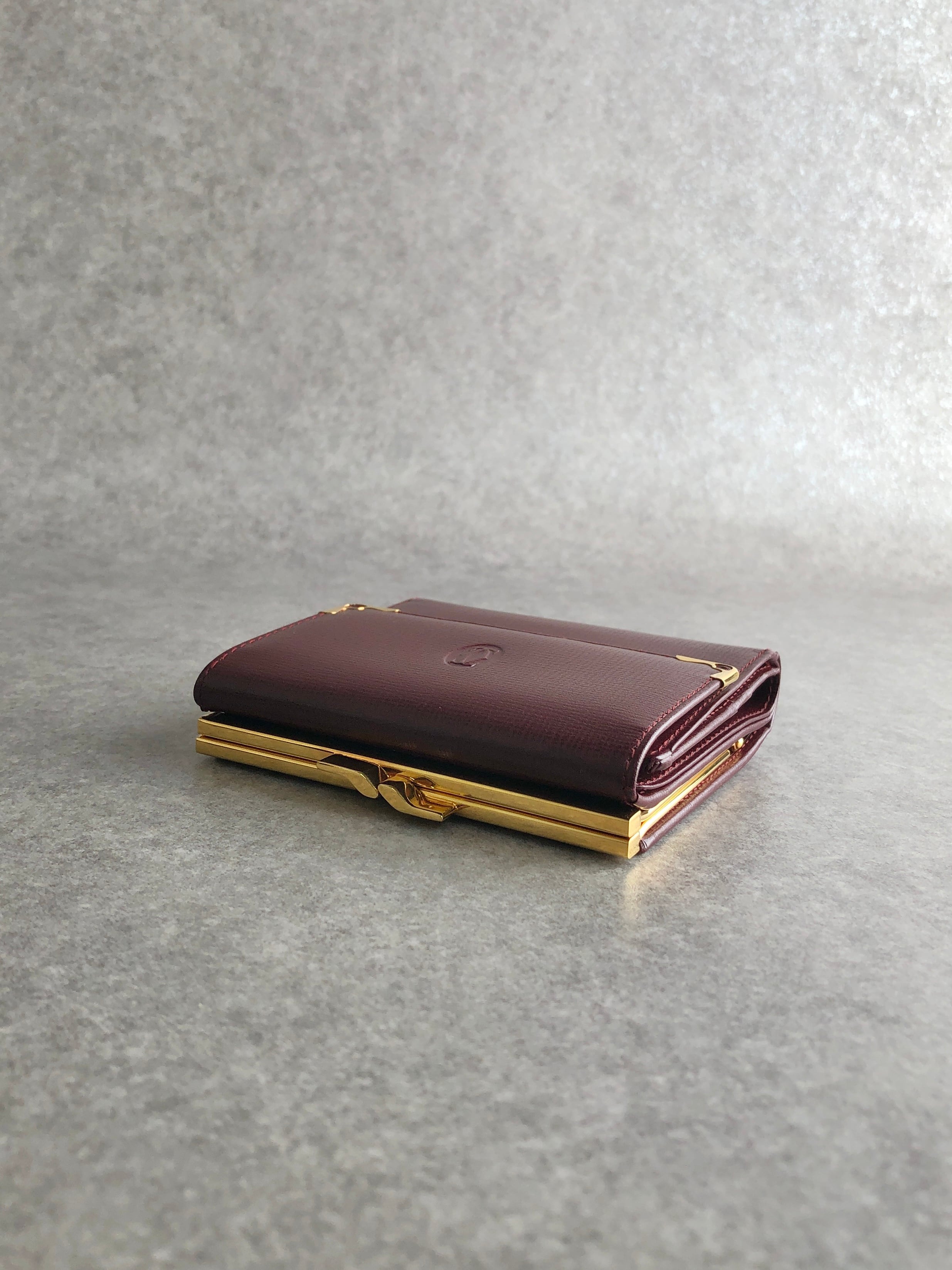 Cartier カルティエ マストライン 財布 ボルドー レザー 3つ折り