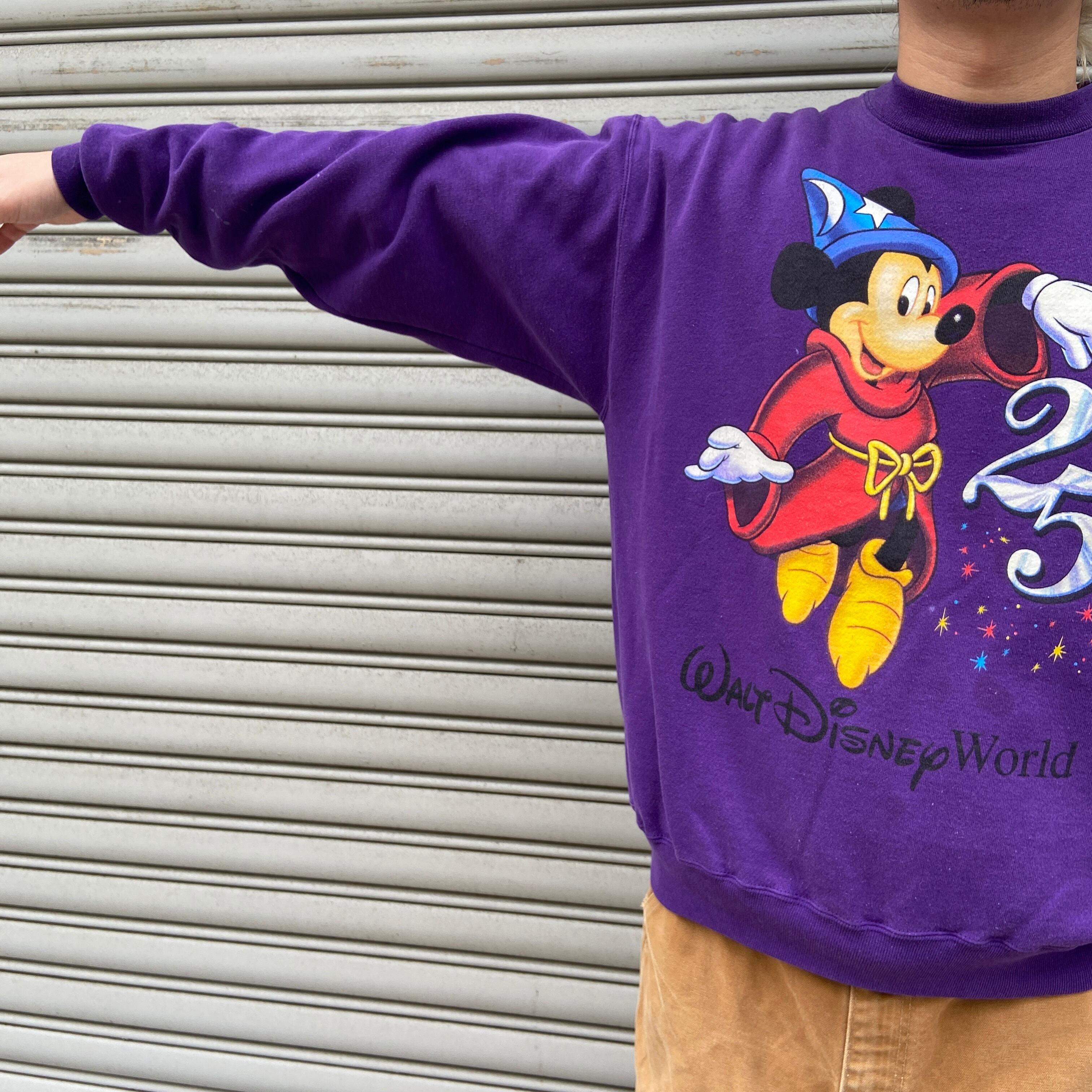 90s USA製☆ディズニー ファンタジアミッキーマウス スウェット 紫 M