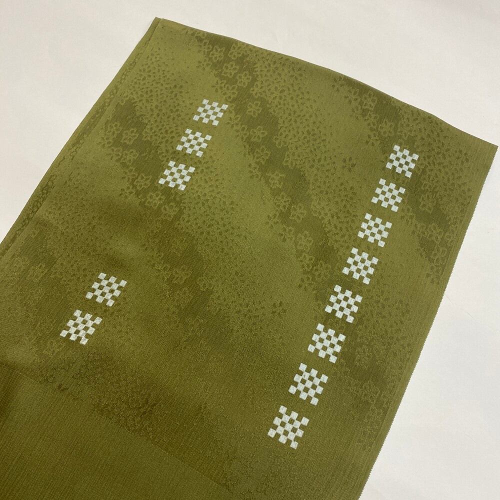 帯揚げ 新品 帯揚 緑 小紋 紬 訪問着 普段着用 礼装用 正絹 絹100% 和装小物 6559