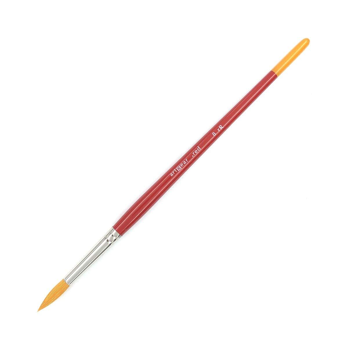 artgear 画筆 アクリル画 水彩画兼用 水彩筆(レッド) (rR 丸筆, 8号)