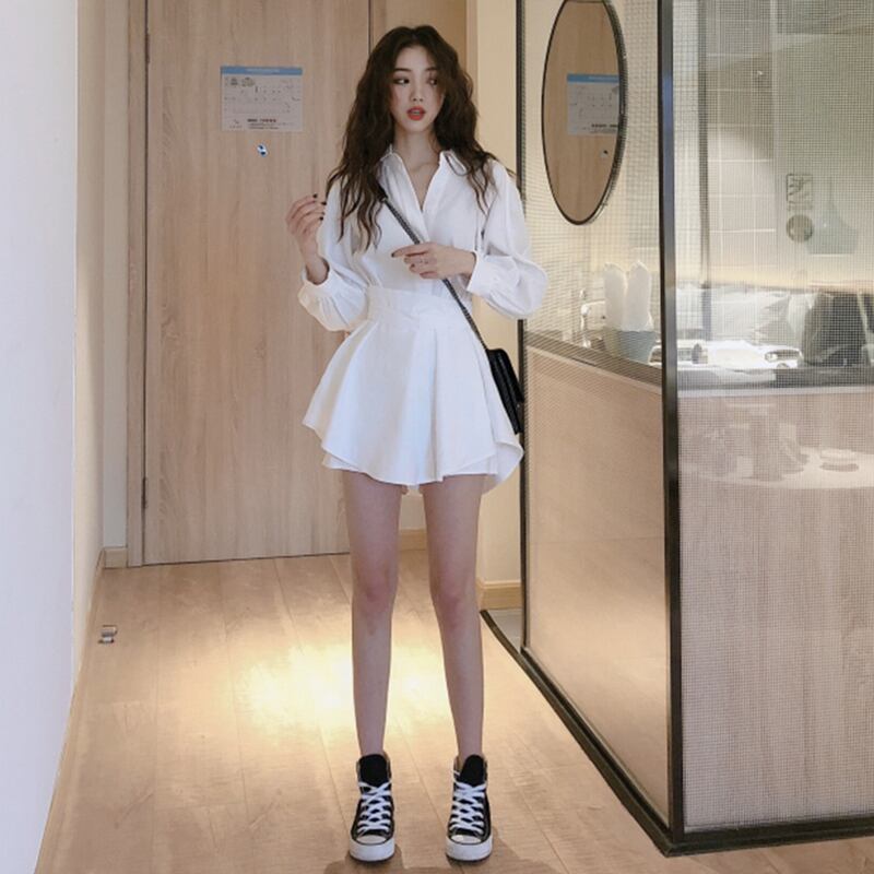 スタイルルーズシャツ ショーツ ホワイトレディース ロング ブルマー YY-ファッション19895699562