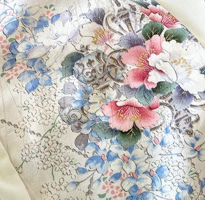 (Square Washable)Gentle-colored flowers pattern Kimono×Hijab