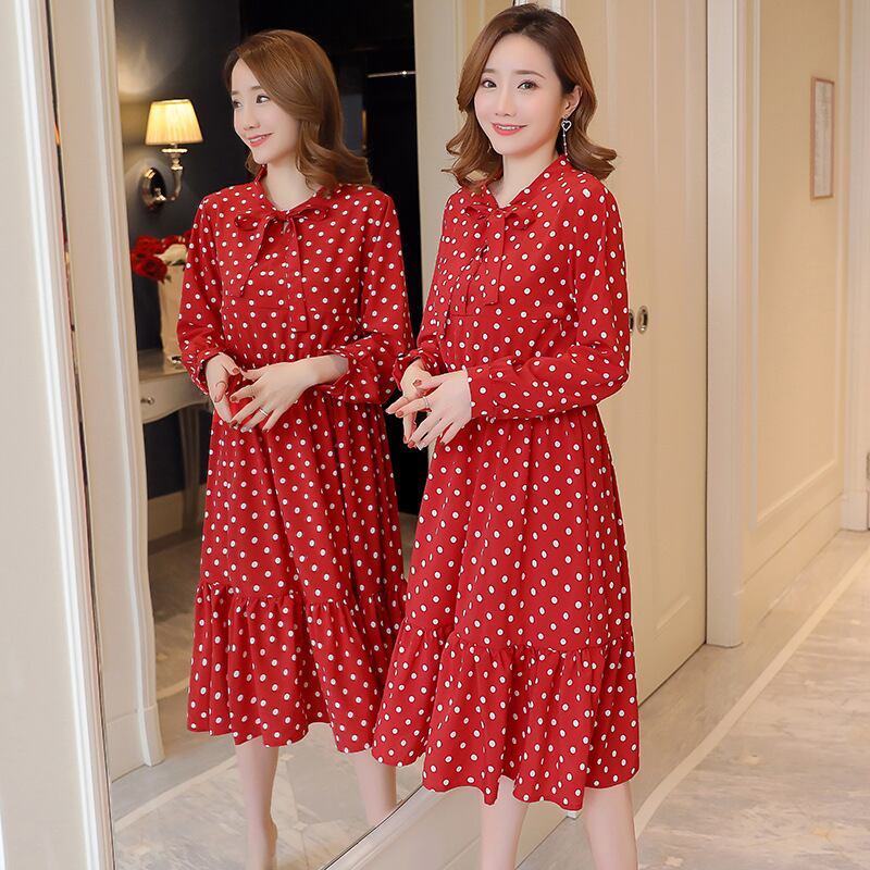 【新作】【送料無料】 マタニティドレス2019春と秋の産後の外出授乳妊婦ドレスファッション水玉シフォンマタニティドレス-アリババ スプリング 春物 オータム 秋物 expec243903447527