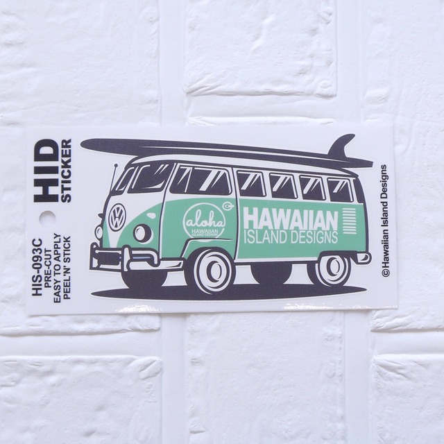 ★ハワイアン雑貨★HAWAII ステッカー／VW／ワーゲンバス／Aloha／ハワイ／シール／デカール／HID＜HIS-093 グリーン＞