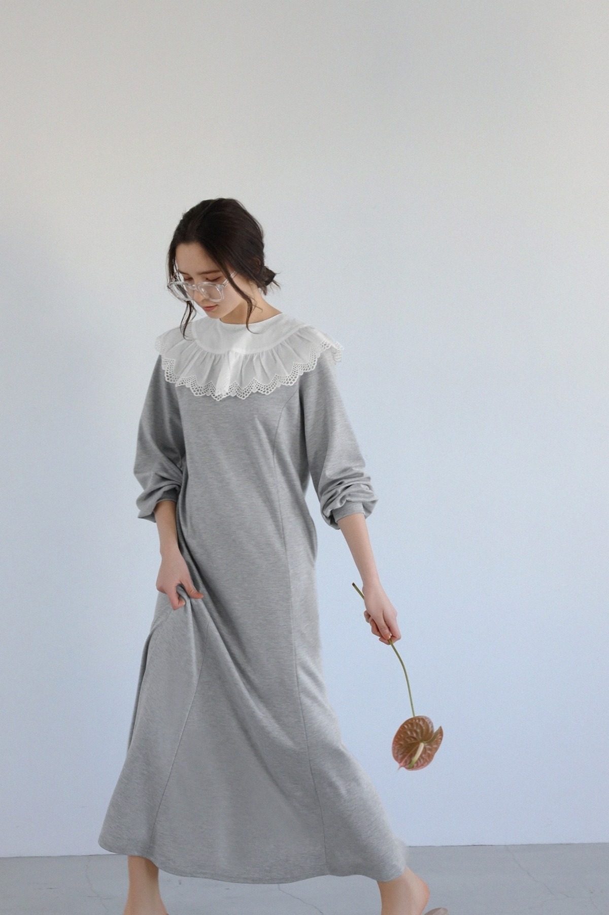 マーメイド レース カラー ワンピース｜グレイ | tof`em online store