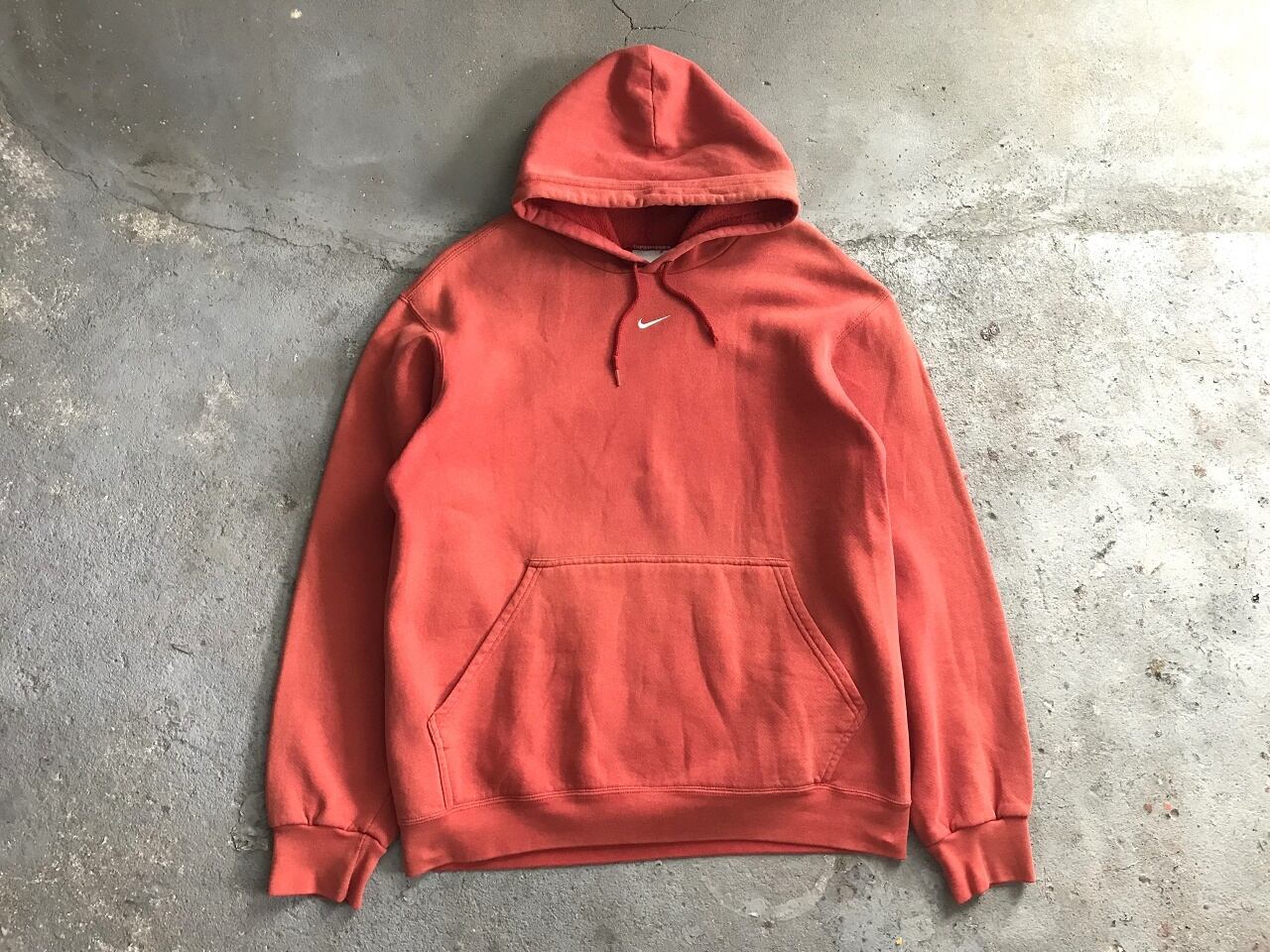 90~2000s NIKE small swoosh hoodie MADE IN MEXICO【VERMILION】