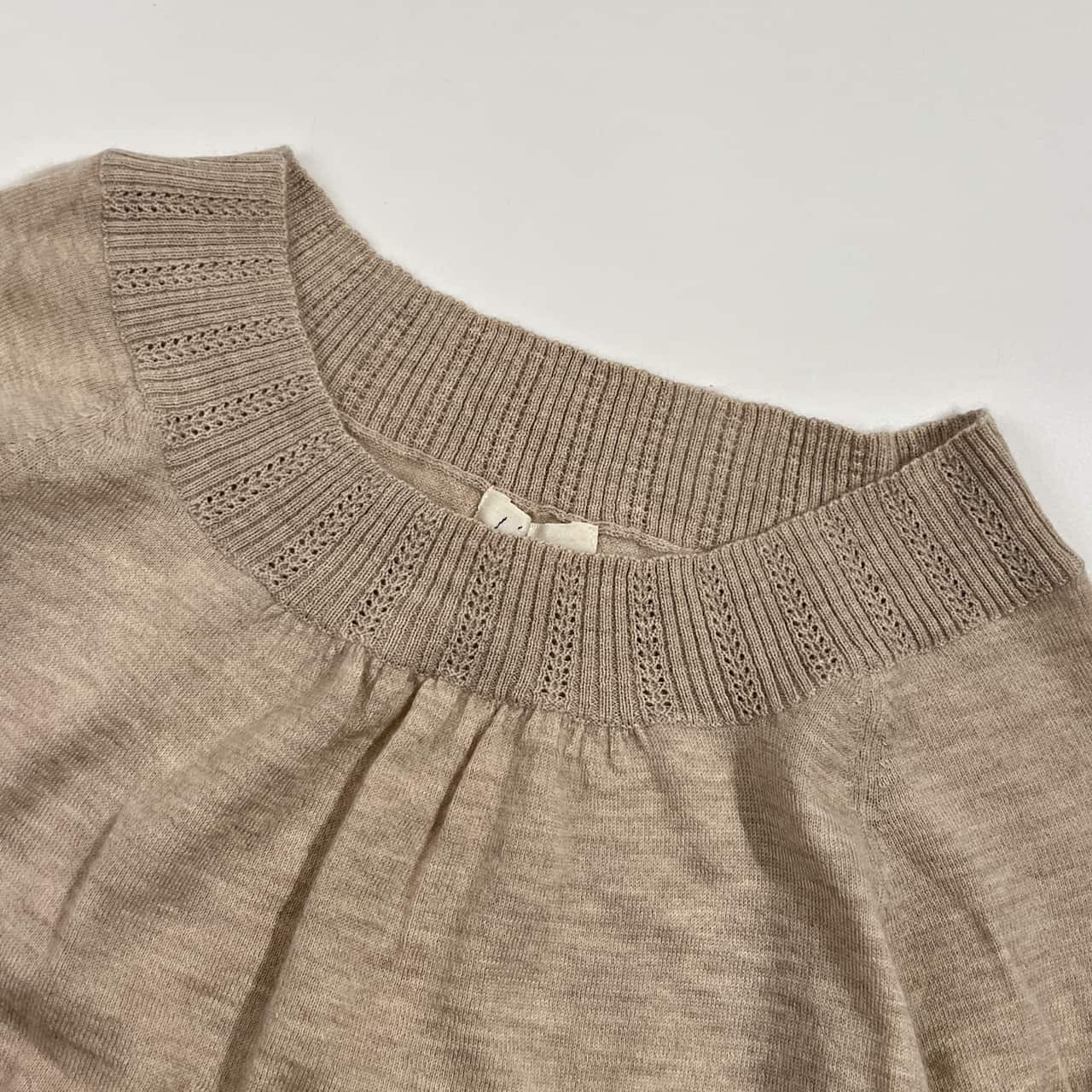 カシミヤ100% Le Fumoir ラフモア 5分袖 ハイゲージ ニット セーター /ベージュ系 レディース