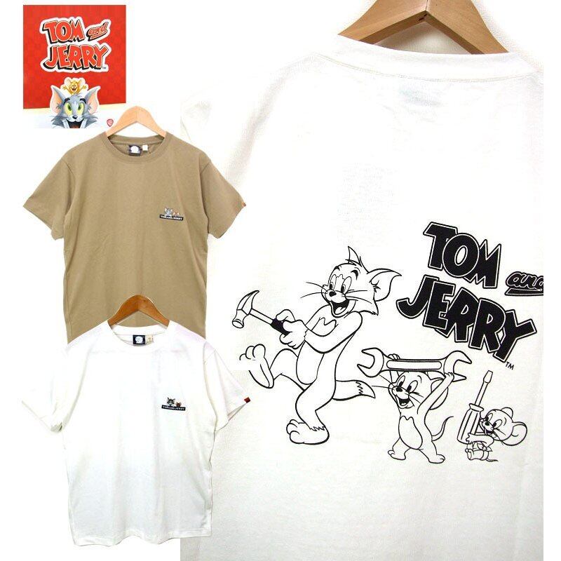 トムとジェリー 刺繍とプリントTシャツ grn ×トムとシェリー コラボ tシャツ 半t gn2137R DIY スパナ k2select2020