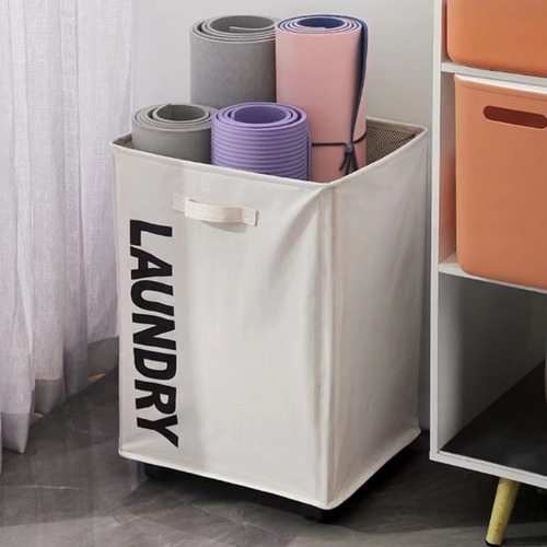 LAUNDRYプリント キャスター付き 縦型収納ボックス *2col* Y0026 画像