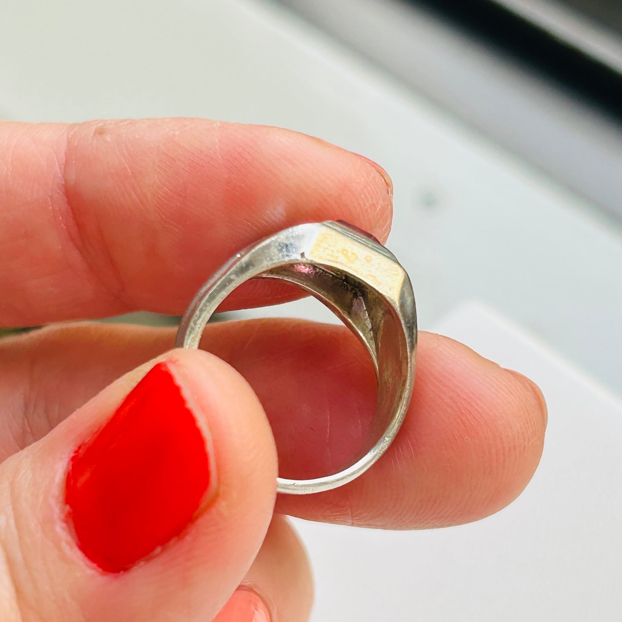 シルバー925 合成ピンクサファイヤ シグネットリング（8号） | Milo