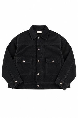 ATELANE / 8W Wide Wale Corduroy Trucker Jacket｜Black8ウェル コーデュロイ オーバーサイズ トラッカージャケット