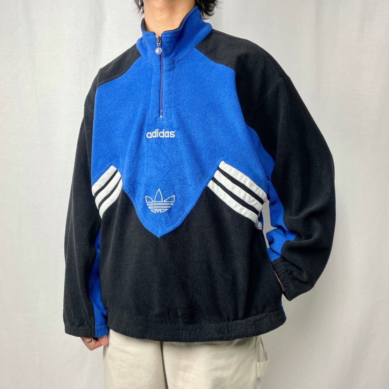 80年代 adidas アディダス フリースプルオーバー ハーフジップ メンズL 