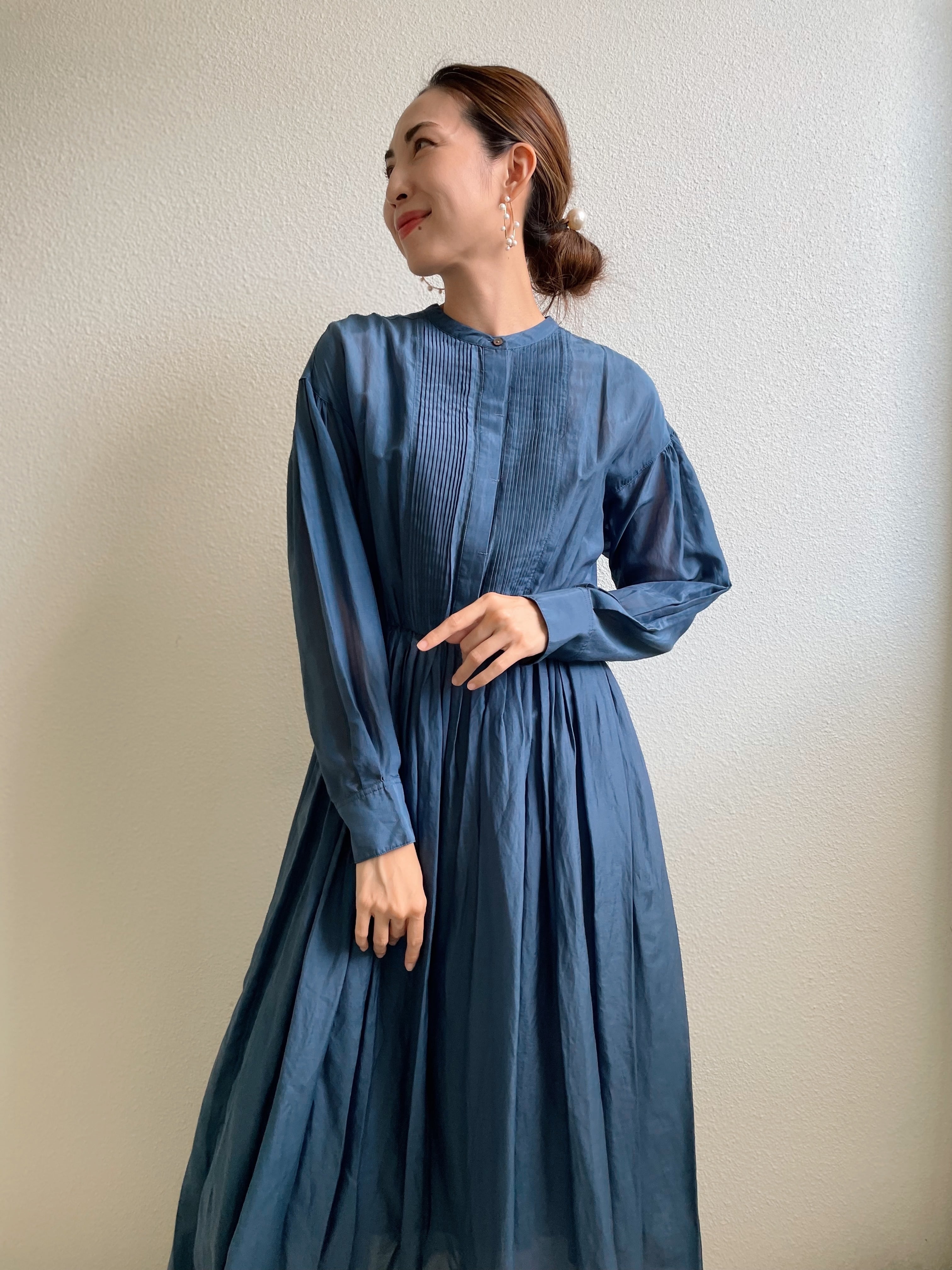 コットンシルクシアーワンピース / ブルー（セレクト） | at okinawa  