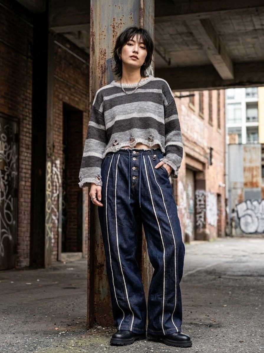 Meagratia LOOSE TWIST YARN DENIM PANTS