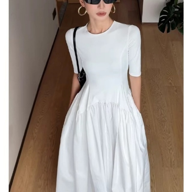 ニットドッキング ハーフフリーブ ワンピース 240092