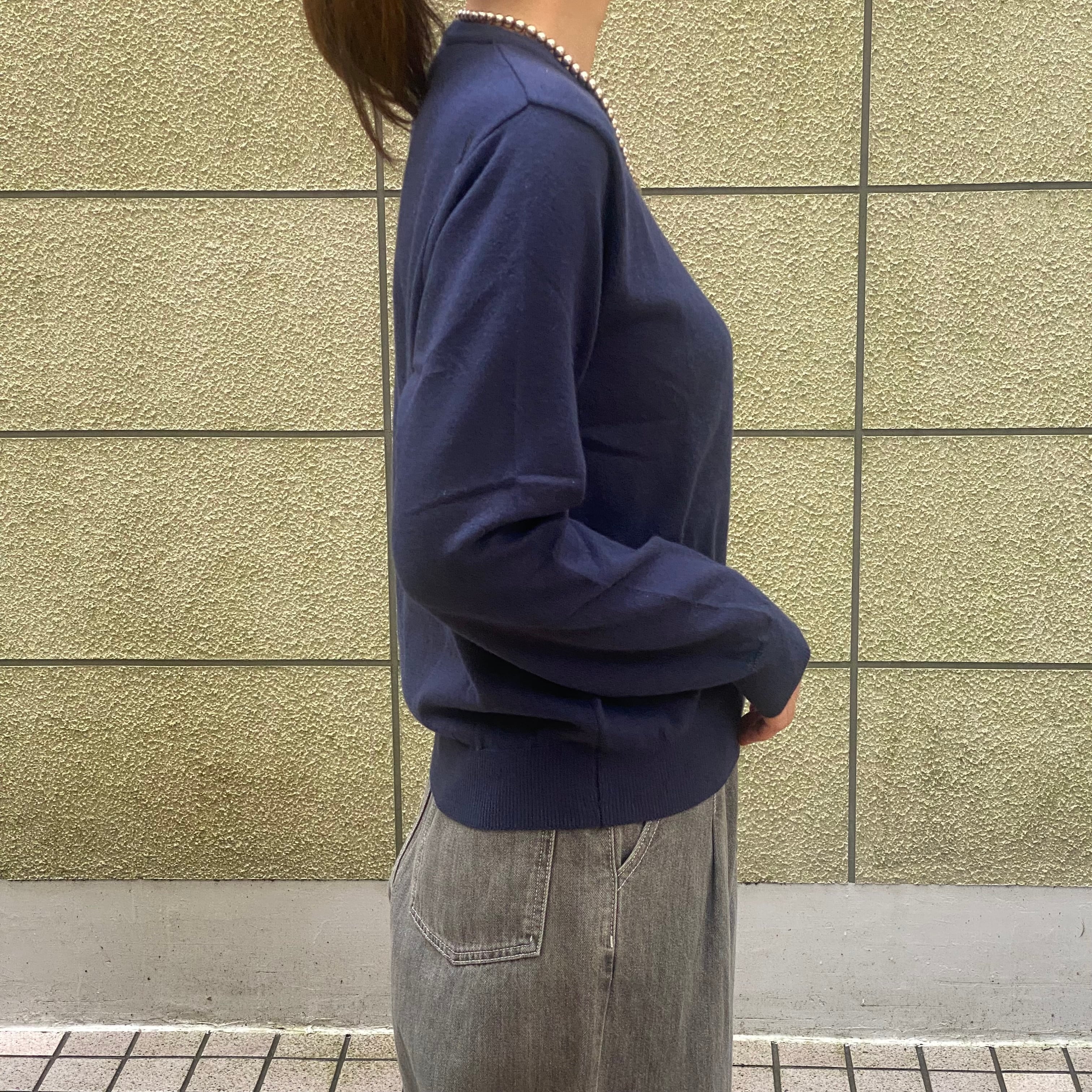 TRANOI/ワンポイント虎刺繍カラーニット〔グレー/ネイビー〕 | 20ｰtwentyｰ