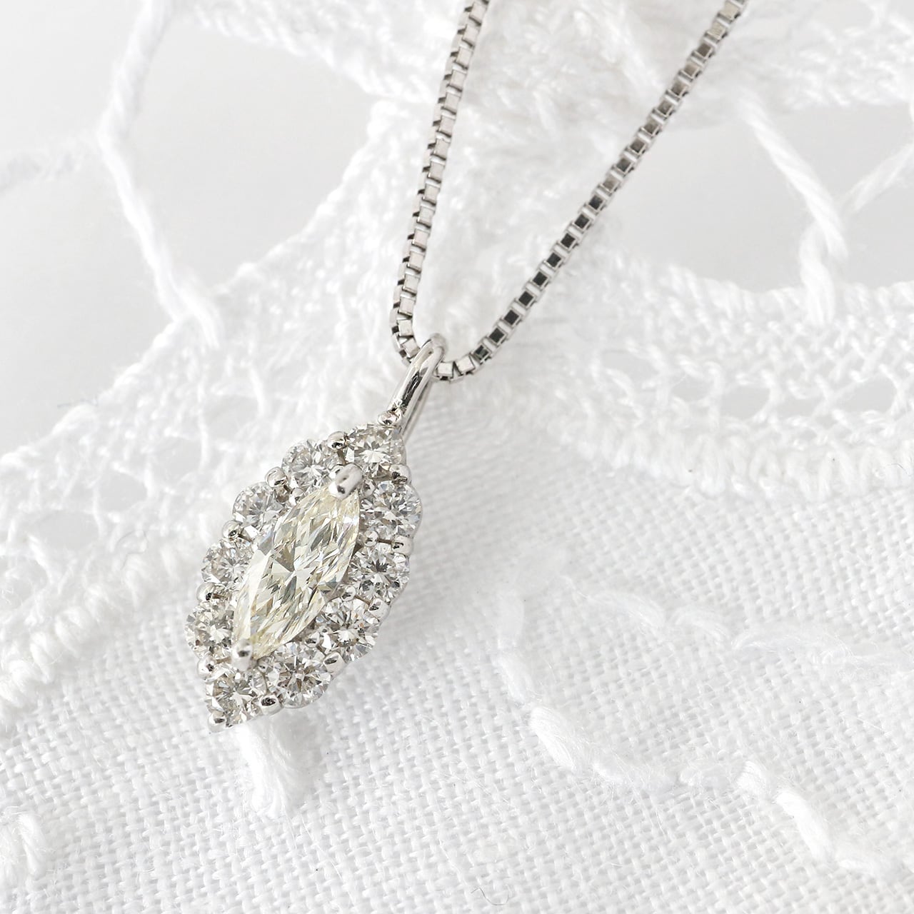 美しい マーキスカット ダイヤモンド ネックレス k18 pt900 0.50ct [no ...