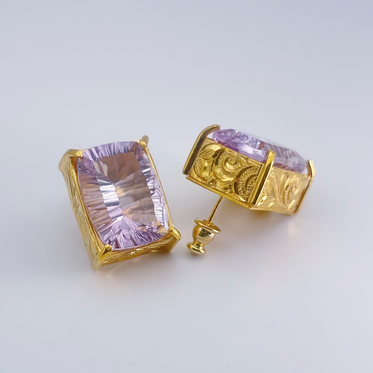 Gemstone Earrings -Amethyst / Gold-