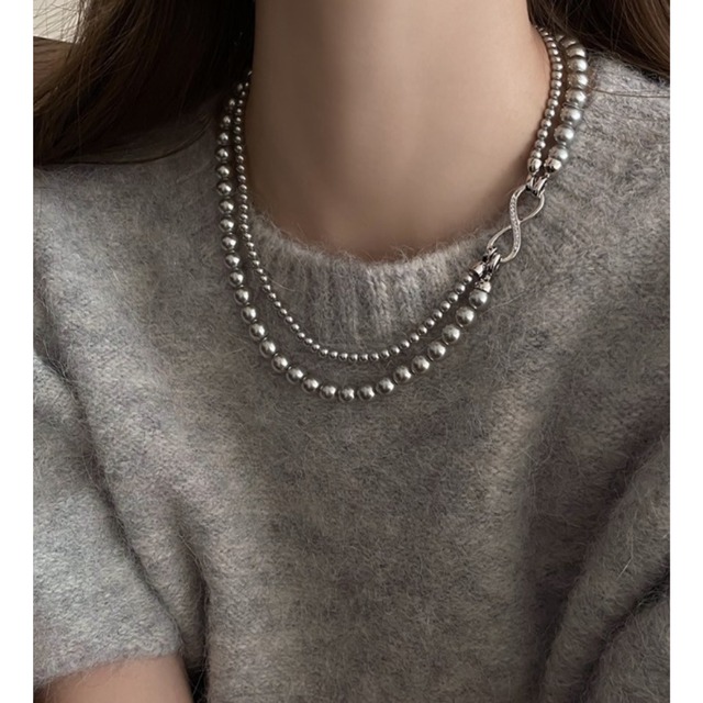 double artificial pearl necklace S1044