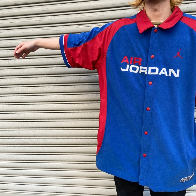 AIR JORDAN スナップボタンゲームシャツ ジャンプマン 青 赤 XXL
