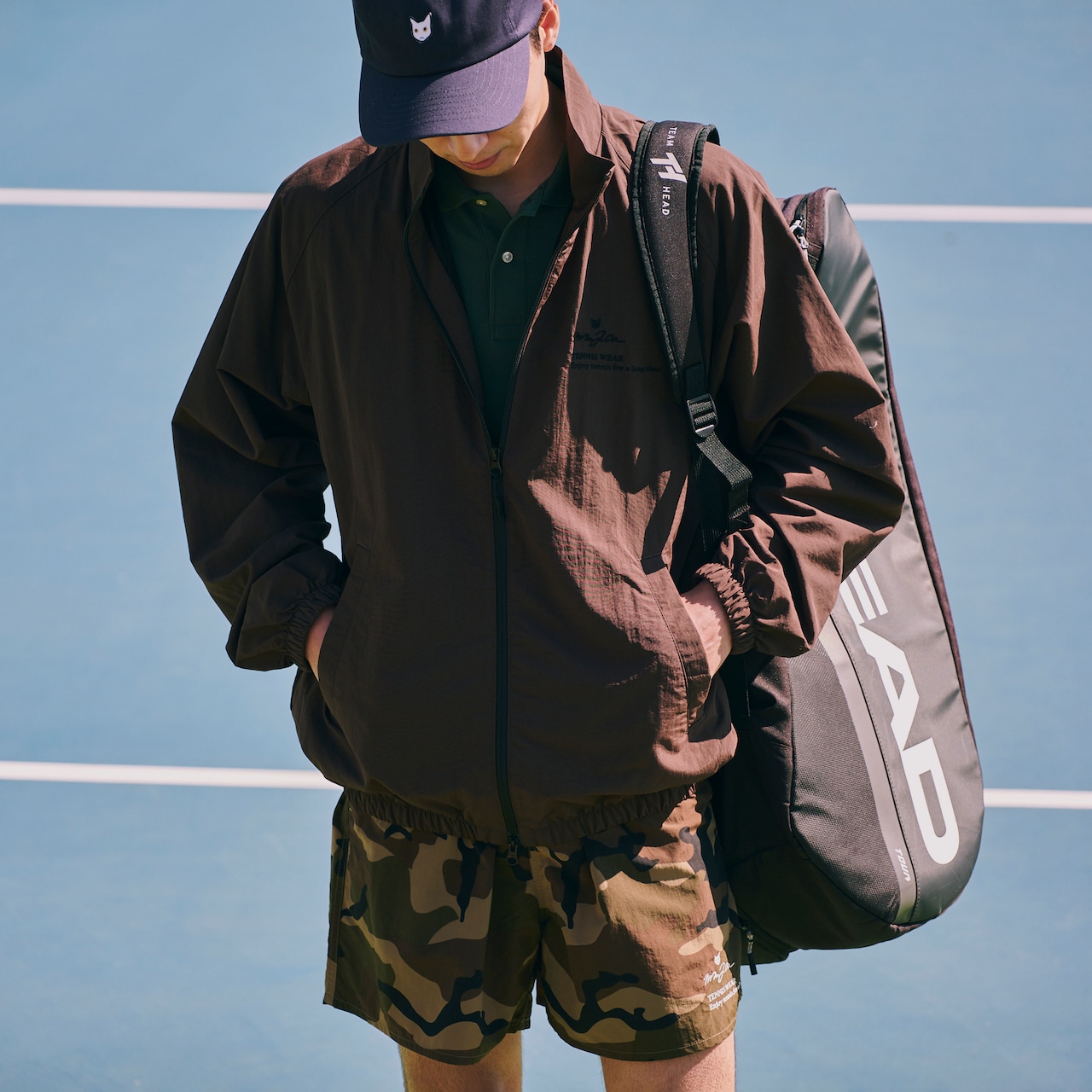 Slogan.コットンライクナイロンジャケット_ダークチョコレート