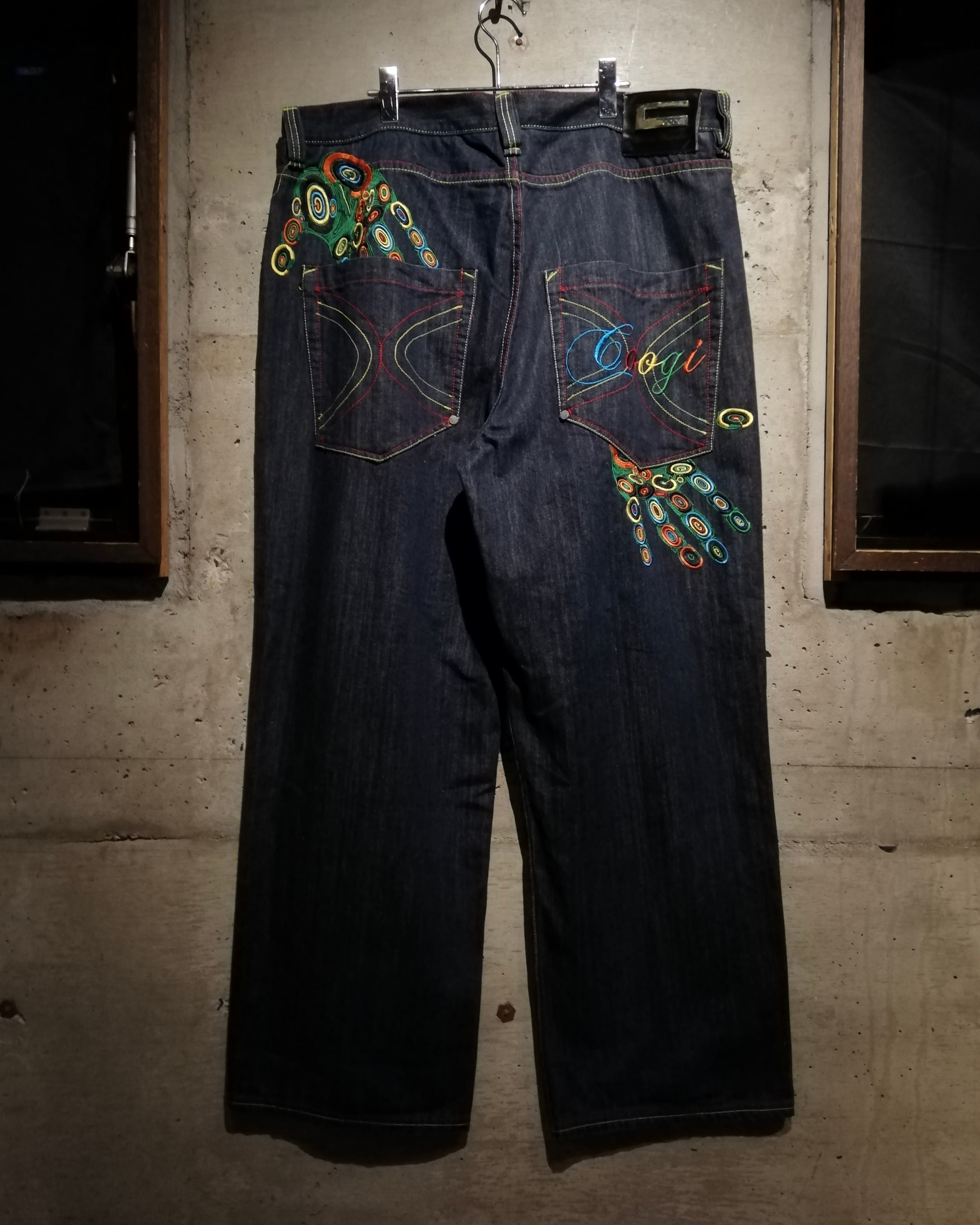 Coogi クーギー　刺繍デザイン デニムバギーパンツ　Supreme W34 Caka】