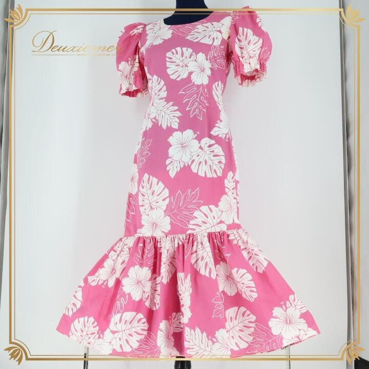 ハワイ製 フラダンス衣装】レッド u'ino! ワンピース ドレス ベロア