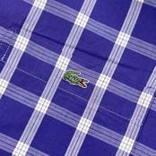 サンプル品 90s LACOSTE ラコステ チェック 長袖シャツ 4/ブルー メンズ 大沢商会